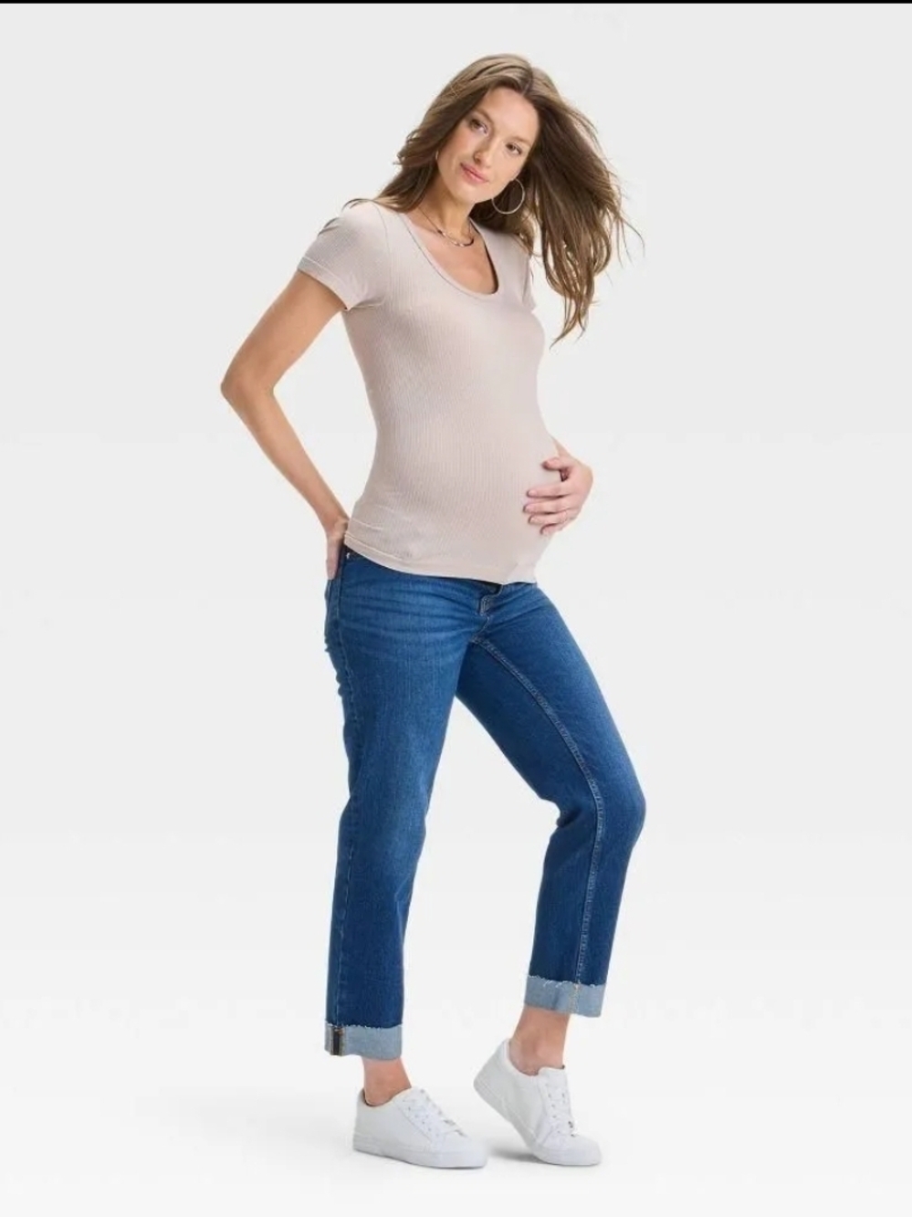 Isabel Maternity by Ingrid & Isabel Cropped Straight-Leg Jeans in Blue